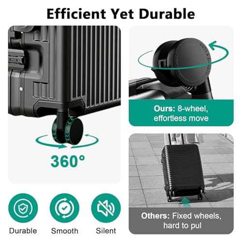 Hard Shell Luggage 24 Inch Travel Luggage, Carry-On Luggage Spinner TSA with Lid, ABS Aluminum Frame，Lightweight Travel Luggage 20'' 24'' 26''Carry-On (upgraded black, 24 inch)4