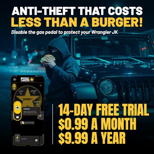 Image of PEDAL COMMANDER for Jeep Wrangler JK 2007-2018 Throttle Response Controller - Anti-Theft, 4 Modes 36 Settings, Wireless Control, Plug-and-Play - Trail & Rock Crawling Performance Upgrade (Pack of 3)