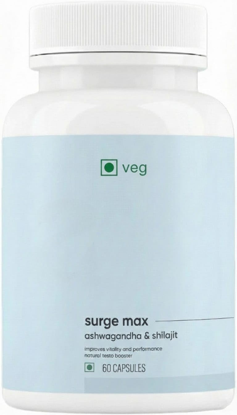 Surge Maxs | Contains Shilajit, Ashwagandha, Gokshura, Safed Musli Capsules | Helps Boost Energy & Stamina | Helps Maintain Overall Health 60 Capsules (Pack of 1)