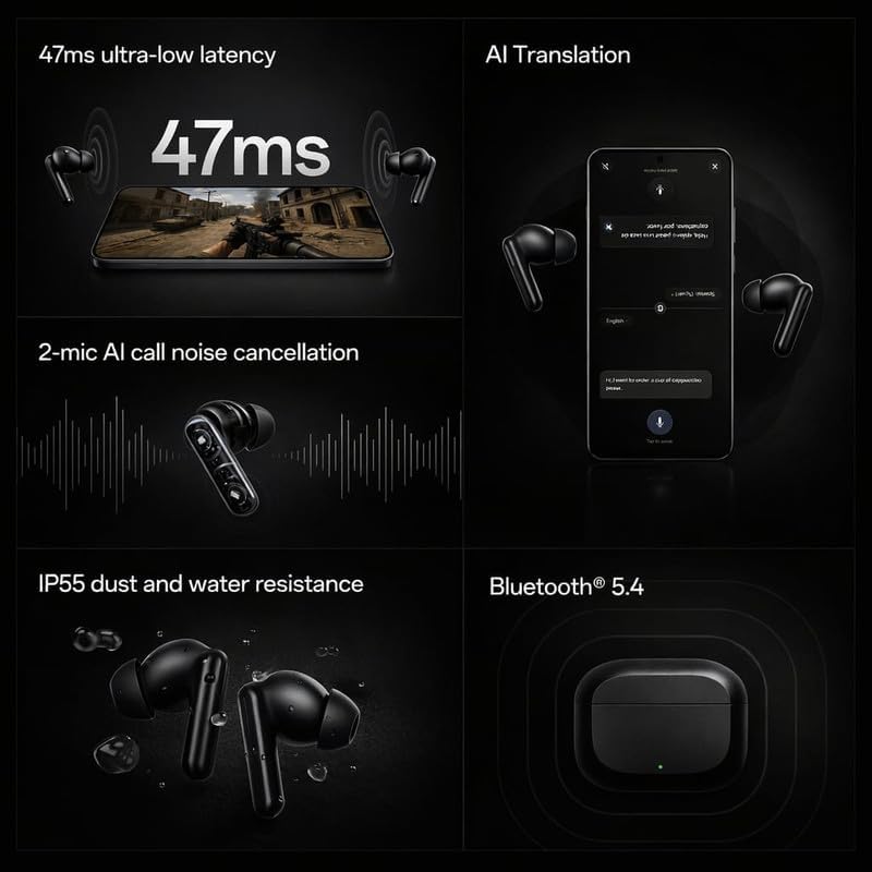 Image of 3r Earbuds for OnePlus Ace 2 Pro Buds Earbuds with Mic, 12.4mm Drivers, Playback:Upto 58hr case,4-Mic Design, IP55 Rating, TWS Ear Buds with mic (SKL.A4,wht1)