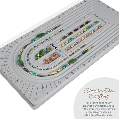Image of The Beadsmith Bead Board, Grey Flocked | 5 U-Shape and 6 Straight Channels, 10 x 20.5 inches, Design Boards for Creating Bracelets, Necklaces and More