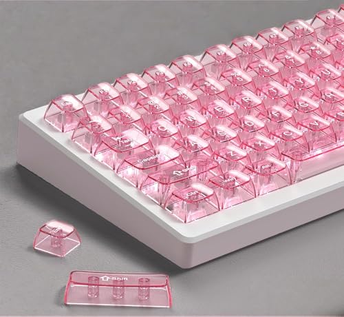 Womier ピンク クリア キーキャップ、MDAプロファイル、透明 クリスタル素材、60/75/100パーセント メカニカルキーボード対応、115キーセット