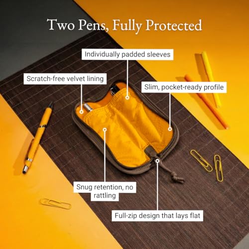 Image of LOCHBY Duo Pen Pouch | Slim and Elegant Pen Pouch, Durable Waxed Canvas, Lightly Padded for Fountain Pen and Mechanical Pencil, Compact Design Holds 2 Pens, for Everyday Carry