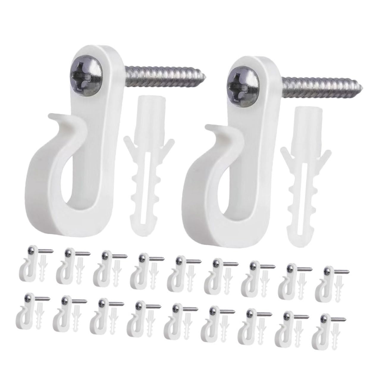 Luxshiny 20set Sturdy Plastic Screw Hooks for Hanging Outdoor String Lights Easy Install Hanger for Fairy Led Lights Plants Flower Pots and Lanterns Minimalist Design for Organized Space