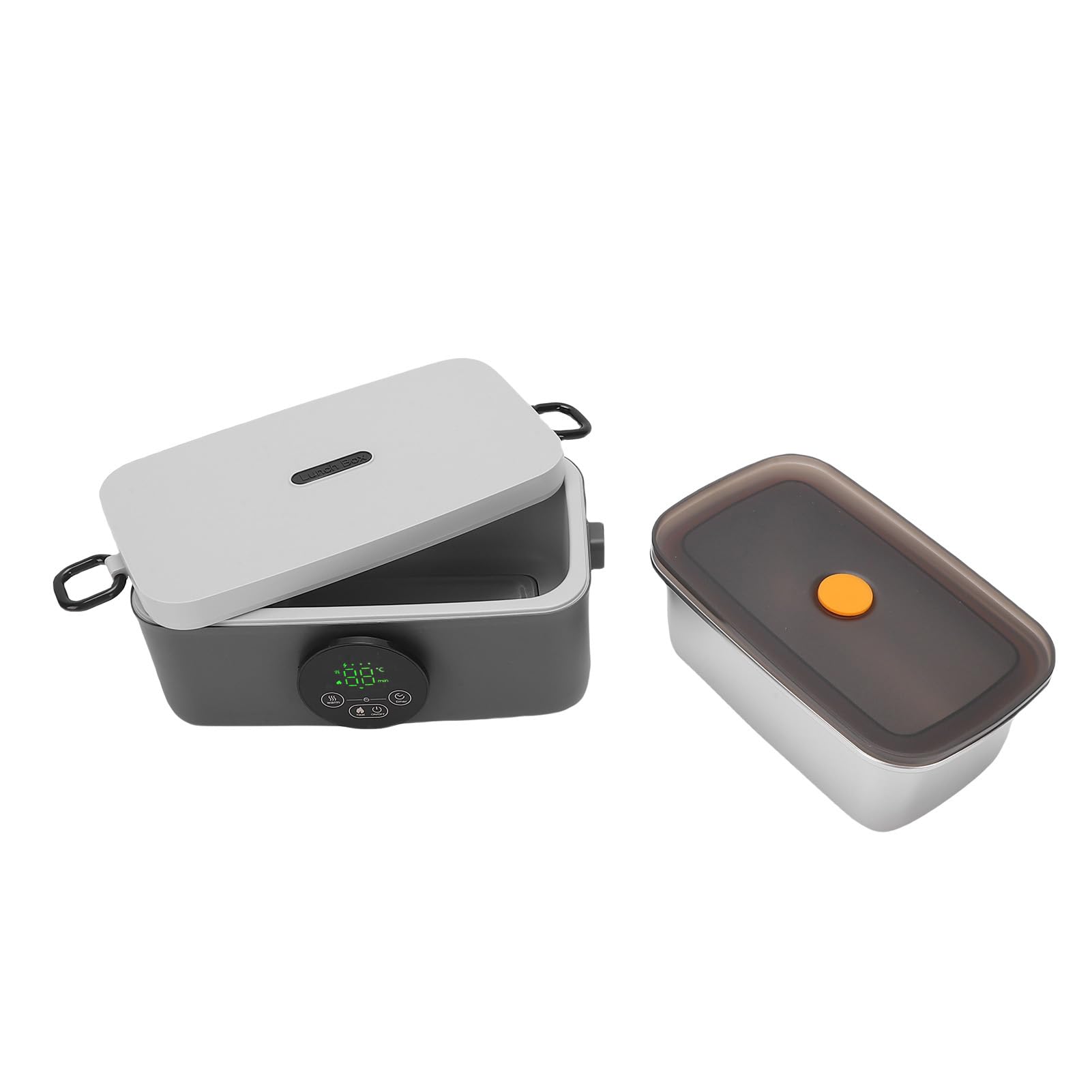 Sxhlseller Lunch Box Elettrico Senza Fili Portatile con Riscaldamento Autonomo Scaldavivande da 40 W per Lavoro All'aperto Lunchbox Riscaldato in Acciaio Inossidabile