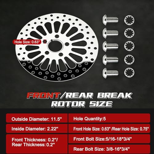Image of 11.5'' 1 Piece Front Rotor 1 Piece Rear Rotor Compatible with Harley Rotor