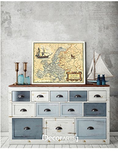 Image of DECORARTS - Vintage Europe Map Canvas Wall Art, Antique Historical European Map for Wall Decor, Hand-Stretched Giclee Print, Living Room Office Study Decor, Ready to Hang, Handcrafted in USA, 20x16''
