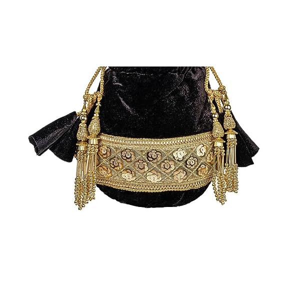DADI NANI POTALIS Makhmal Potli Bag Golden Lace Work For Women Ideal For Parties, Weddings, Gifting, Festivals - Image 4