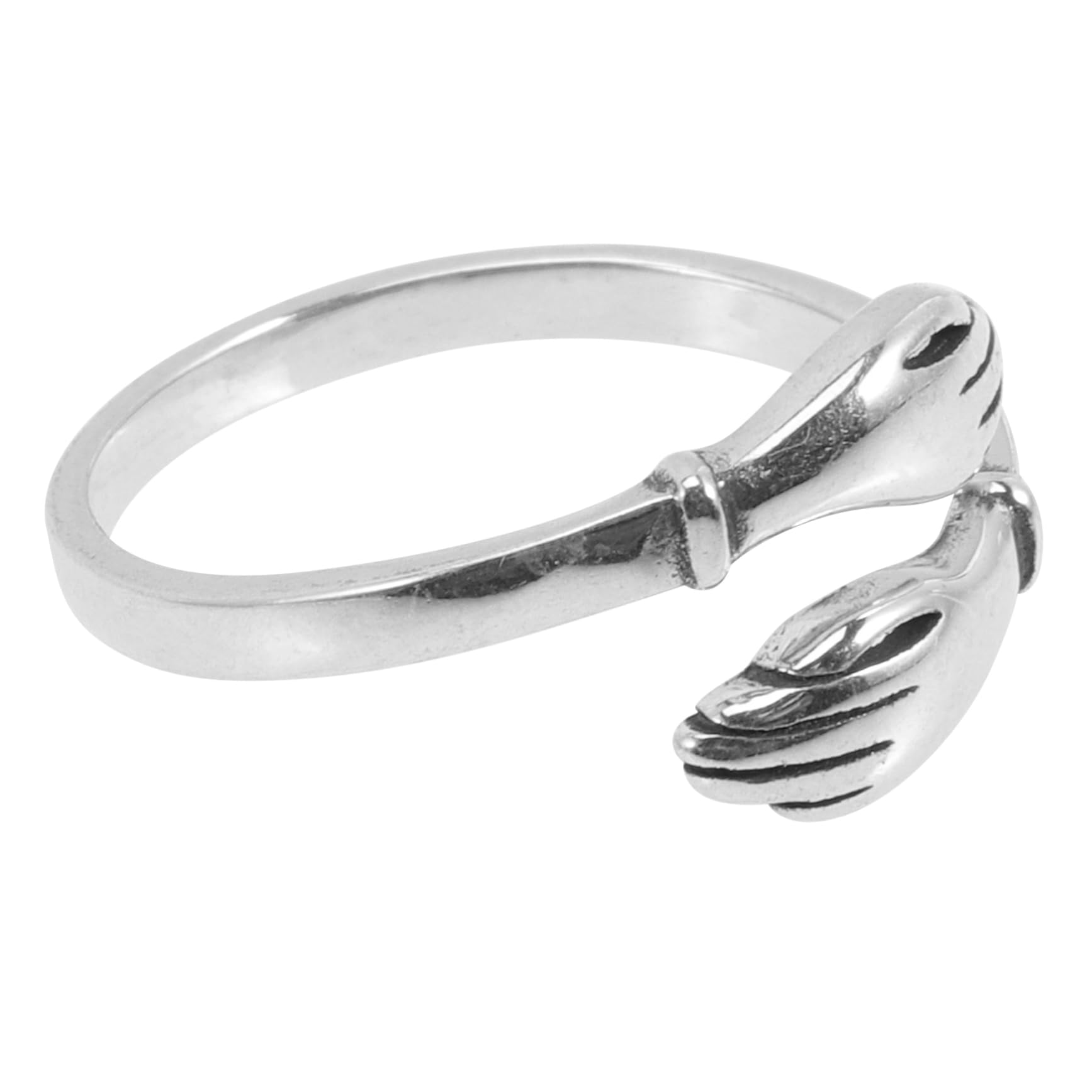 DEARMAMY Vintage Hugging Hand Ring for Women Adjustable Open Finger Ring Fashion Jewelry for Teen Stackable Statement Ring Unique Design for Everyday Wear