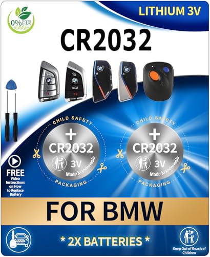 Key Fob Replacement Batteries for BMW CR2032 (1-9 Series X1 X2 X3 X4 X5 X6 X7 XM iX i3 i4 i7 i8 M3 M5 M8) Key Remote (Check Fitment Guide)(Pack of 2)