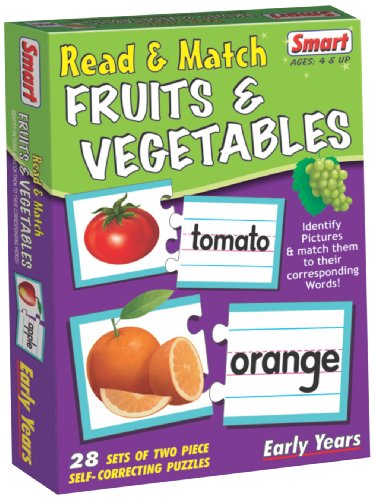 Smart - 1083 Read And Match Fruits And Vegetables Puzzle (Multi-Color, 28 Pieces)