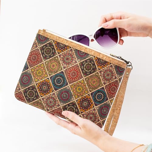 Image of boshiho Natural Cork Clutch Wristlet Wallet Cell Phone Card Holder Coin Purse Bag