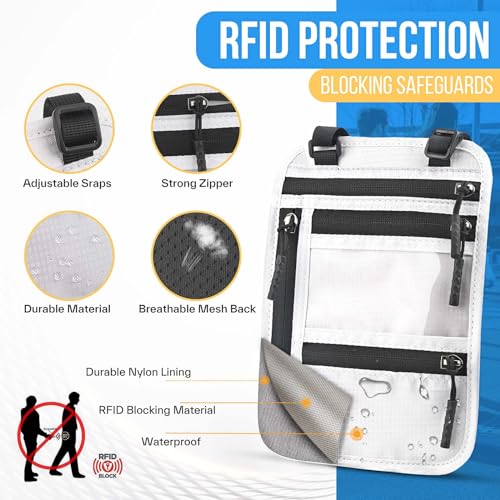 Image of Passport Holder for Travel, Slim RFID Blocking Travel Wallet for Women and Men, Anti Theft Travel Document Organizer with Adjustable Strap, Travel Essentials Neck Money Pouch