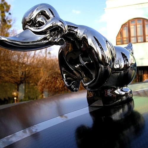 Angry Rubber Duck Hood Ornament,Angry Rubber Duck Kühlerfigur|,3D Funny Ornament Auto Motorhaube Ornament,Wütende Gummiente Kühlerfigur für Autodekorationen Bar, Pub, Club, Wanddekoration (Silber)