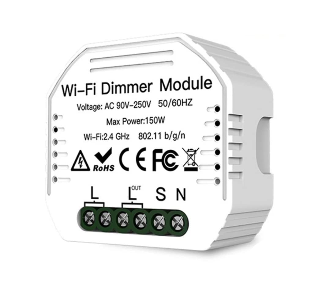 Eazyliv Smart SolutionsMini 1Gang DIY WiFi Light LED Dimmer Universal Hidden Switch Module, Compatible with Life/Tuya App, Wireless Remote Control Module Works with Alexa Google Home 1/2 Way (1 Gang)