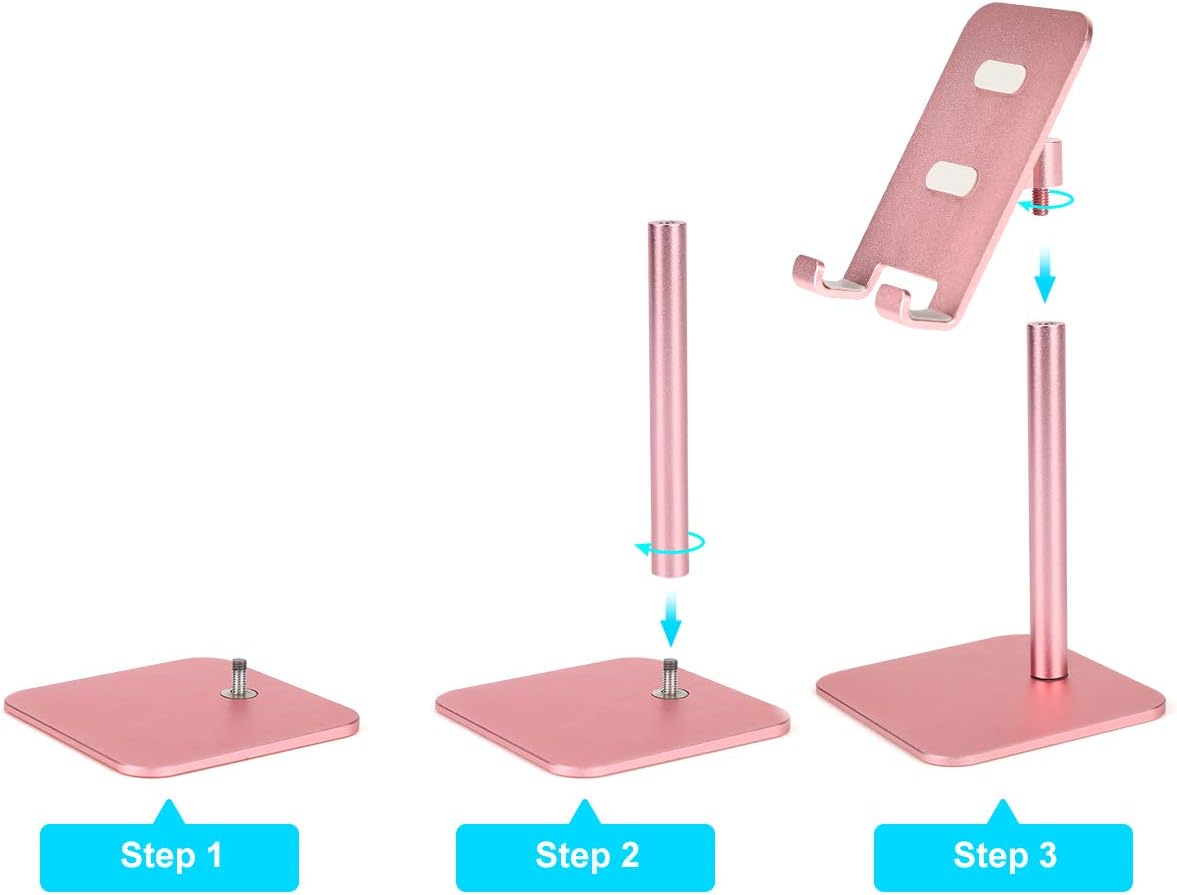 Urmust Cell Phone Stand Angle Adjustable Phone Stand for Desk Phone Holder for Office Tablet Stand Compatible for iPhone 14 13 12 11 Pro Max X Xr 8 Plus 7 6(Rose Gold)