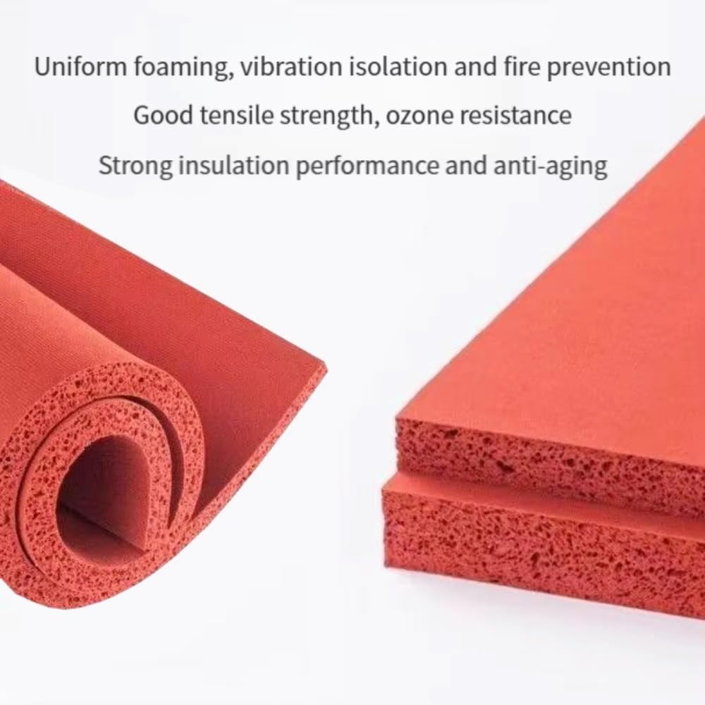 Tappetino in silicone rosso per pressa a caldo, 100 x 100 mm, 1-20 mm, per laminazione e artigianato industriale (100 x 100 x 10 mm)