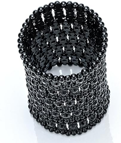 Szxc Womens Ballroom Rhinestone Stretch Cuff Bracelets Fit Wrist Circumference from 6.5" to 7.8" - Lead & Nickle Free - Image 3