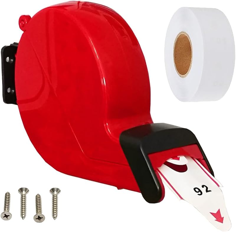Dispensador de boletos numéricos (rojo) con rollo de boletos (2 dígitos) | Extractor de boletos del cliente para tomar un número: para mostrador de delicatessen, DMV, Seguro Social, oficina de correos, farmacia, clínica