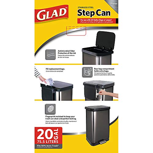 GLAD 20 Gallon Pewter Trash Can - Image 9