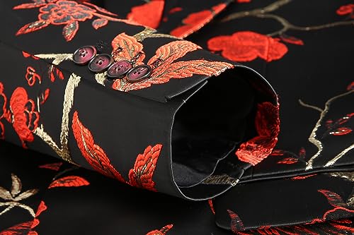 Mens Floral Suit Jacket Jacquard Paisley Luxury One Button Slim Fitted Business Wedding Tuxedo Suit Blazer Jacket US Size 40 Rose4
