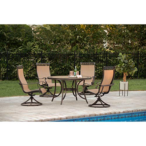 Hanover MONACO5PCSW Monaco 5-Piece Patio Dining Set, 4 Sling Swivel Rocker Chairs and 51 Hanover MONACO5PCSW Monaco 5-Piece Patio Dining Set, 4 Sling Swivel Rocker Chairs and 51