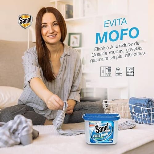 Sanol, Evita Mofo Absorventes de Umidade (desumidificador), Neutro, 100 g, Azul