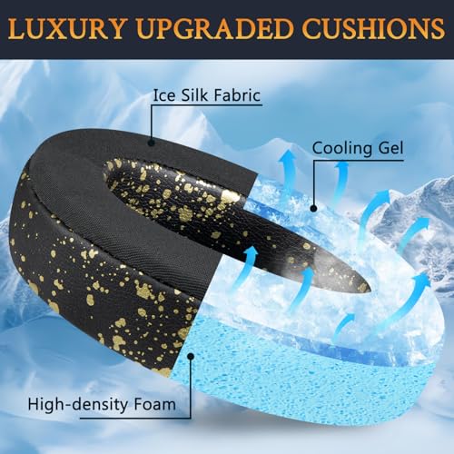 Image of SOULWIT Cooling Gel Earpads Replacement for Anker Soundcore Life Q30 /Q35 Headphones, Ear Pads Cushions with Ice Silk Fabric, High-Density Noise Isolation Foam - Black Gold