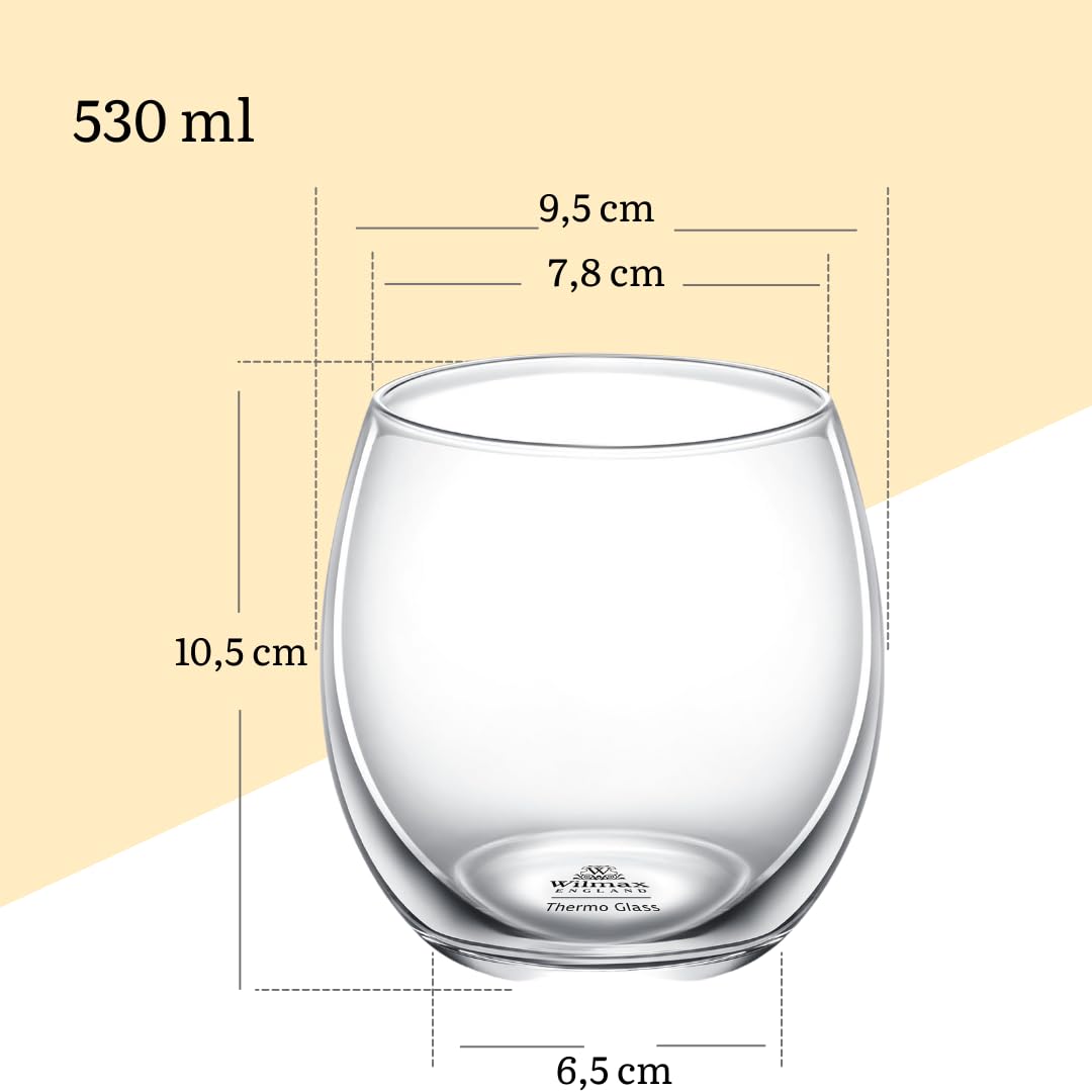 Wilmax Glaskrug 2,4L mit 6 Wassergläser 530ml im Set | Getränkeset | Wasserkrug für Saft, Wasser, Eistee, Milch | Glaskaraffe | Wasserkanne | Spülmaschinenfest | Glaskanne | Transparent