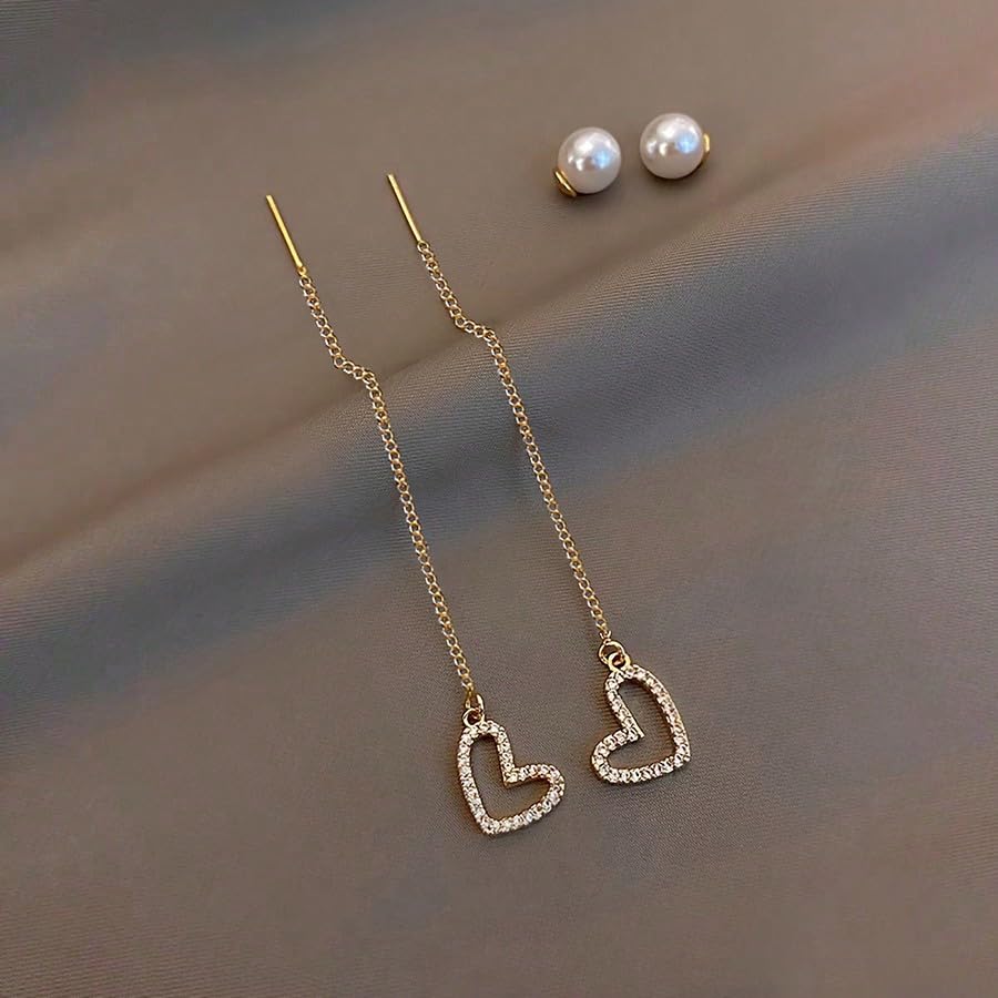 Pearl Heart Ear Threads for Festive Celebrations2