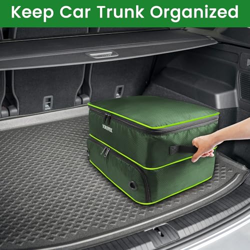 image for YOREPEK Large 2 Layer Golf Trunk Organizer for 2 Size14 Pair Shoes, Ca