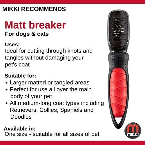 Mikki Dog, Cat Matt Breaker Rake - Matt and Tangle Remover - De-Matting Comb Tool for Pets