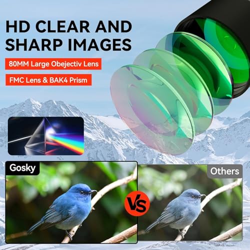 Image of Gosky 20-60x80 Spotting Scope with Phone Adapter, Dual Focusing Waterproof Spotting Scopes for Target Shooting Bird Watching Hunting Wildlife Safari Viewing, BAK4 FMC Spotter Scope with Carrying Case
