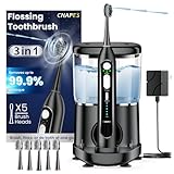 Electric Toothbrush with Water Flosser 3 in Combo, 5 Speed & 3 Modes, Advanced 2.0 Flossing Toothbrush for Teeth Cleaning and Flossing, Travel Ready, 5 Brush Heads Last 15 Month, 17fl oz Large Tank