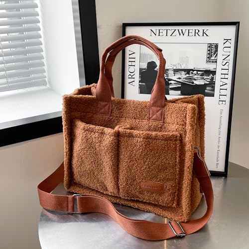 Image of Cherry Tote Bag for Women Canvas Patched Purse Cute Shoulder Bag Multi-Pocket Satchel Handbag for work travel