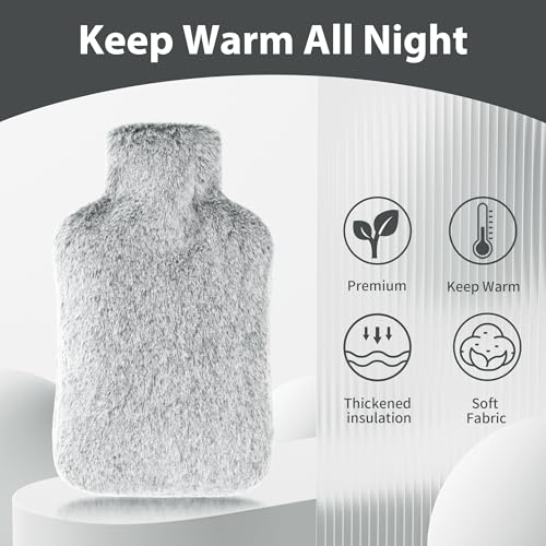 DICEVER 2L Hot Water Bottle with Fur