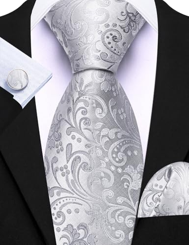 Image of Barry.Wang Men 6PCS Tie Silk Gift Necktie Clip Woven Tie Sets Party | Men Tie Classic Silk Gift Necktie With Tie Clip Jacquard Woven Neck Ties 6PCS Formal Wedding
