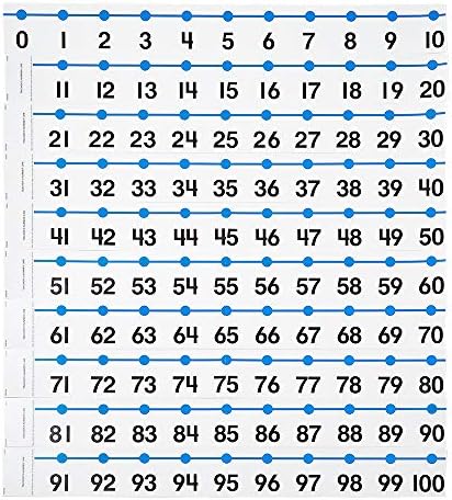 hand2mind -20 to 100 Integer Number Line for Classroom Wall, Math Borders Classroom Bulletin, Number Lines for Students, Teacher Supplies, Number Line with Negative Numbers, Math Posters (12 Sections)