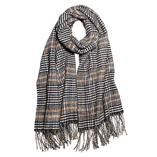 Sojos tartan plaid houndstooth checked soft scarf for women, wint…