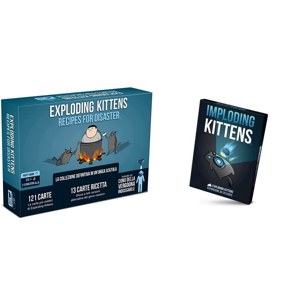 Asmodee - Exploding Kittens: Recipes for Disaster, Gioco da Tavolo, Party Game, 2-5 Giocatori & Imploding Kittens, Espansione Gioco di Carte Exploding Kittens