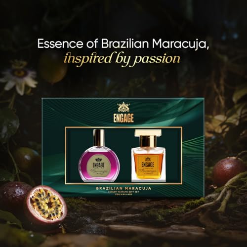 Image of Engage Brazilian Maracuja Luxury Perfume Gift Set for Men & Women 25mlx2, Unisex Perfume, Long Lasting Luxury Perfume, Premium Couple Gift Set, Birthday, Anniversary Gift Hamper