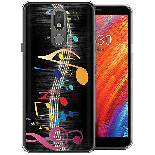 NakedShield Clear Flex Gel Phone Case Compatible for LG X320,Tribute Royal,Arena 2,Aristo 4+,Music Print,Light Weight, Unbreakable, Flexible, Surround Edge Protection,Designed in USA