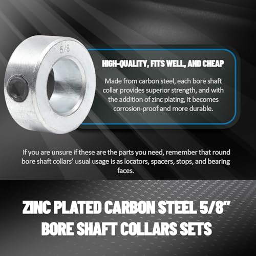 4-pack zinc plated carbon steel 5834 bore shaft collars sets - screw style bore shaft collars with 5834 bore size 1-18 outer diameter and 12 width - suitable for automotive and industrial use