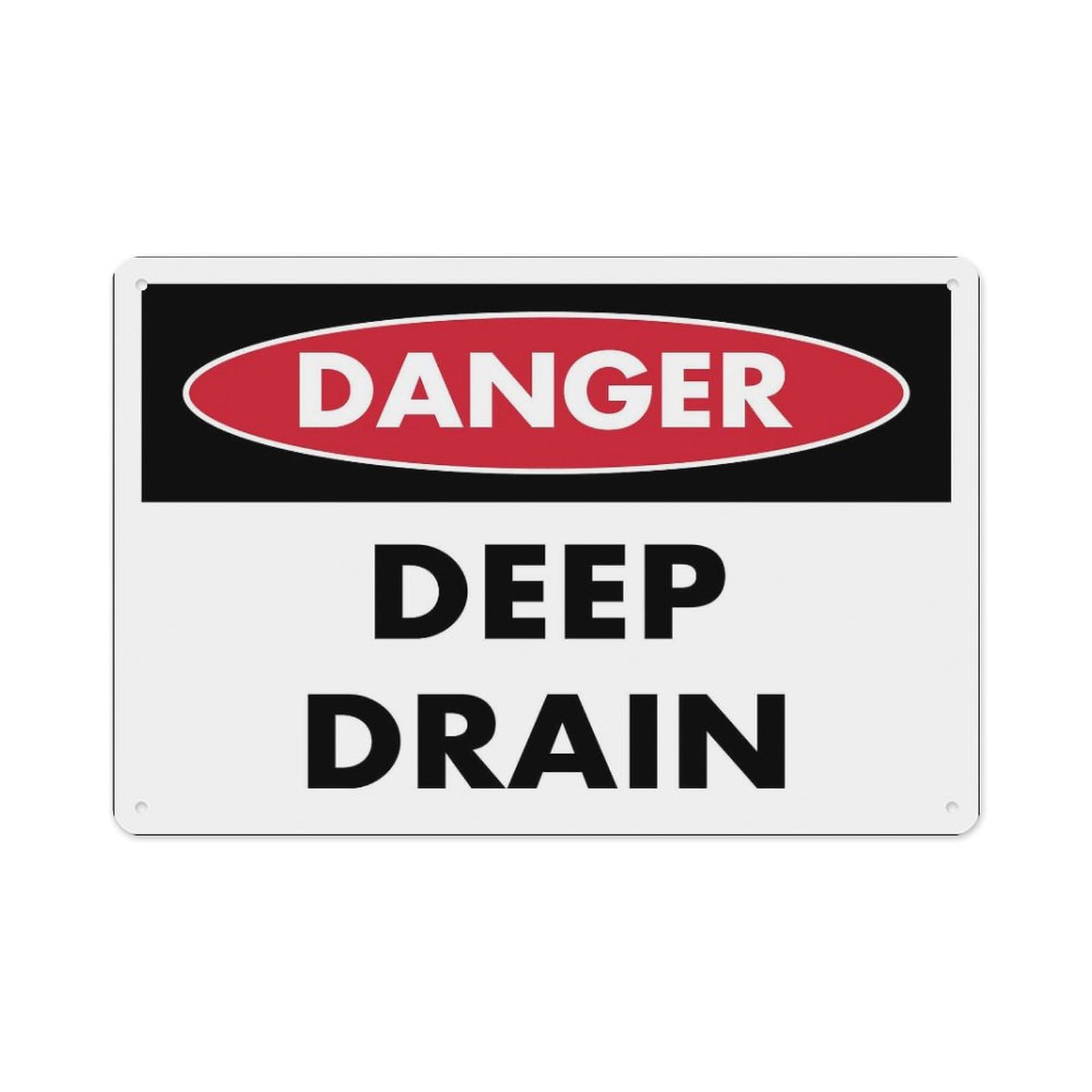 Peiyeety A04 Danger Deep Drain Sign Aluminum Tin Warning Signs For Home Outdoor Garden 12X16 Inches