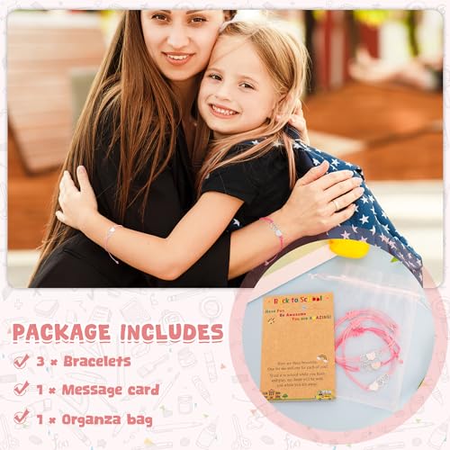 Image of EOBOH Back to School Supplies, Back to School Bracelet Mommy and Me, Prek Matching Wish Bracelets Set, Adjustable Bracelet for Boys Girls Gifts Stuff Bulk