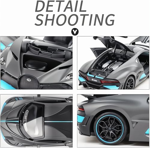 Image of Die-Cast Model Car, 1:32 Scale, Black with Gold Accentsband Hood Pull Back Super Car with Openable Doors Sound and Light for Birthdays Gift Party Decorations (Bugatti 1:32)