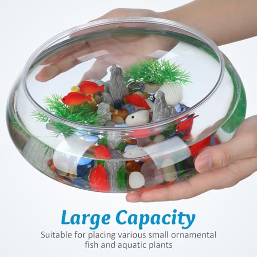 Image of Toddmomy 9.5 Inch Transparent Plastic Fish Bowls Set of 2 Small Round Aquarium Tanks for Desktop Home Office Wedding Decor