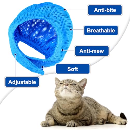 Image of 10 Pcs Cat Bathing Bag Set Pet Mesh Shower Bag Anti Bite and Scratch Pet Grooming for Washing Brush, Cat Muzzle, Nail Clipper, Nail File, Tick Tool (Blue and Gray)