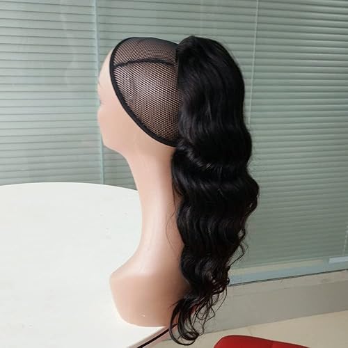 Miniatura 5 de Extensiones de cola de caballo de cabello humano, onda de maíz, afro, rizado, lacio, rizado, con cordón, cabello humano ondulado de maíz, pieza de