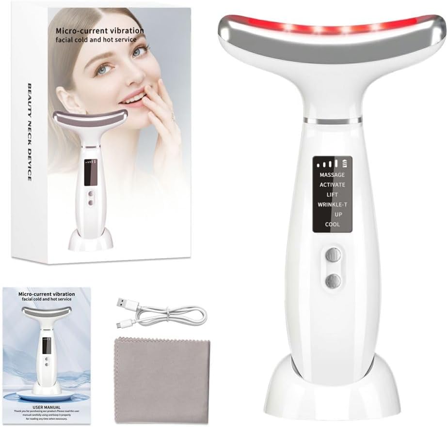 Red Light Therapy for Face and Neck, Facial Skin Care Tools, Micro-Current Vibration Facial Cold and Hot Service, Red and Blue LED Light, 4 Color LED Facial Light Therapy Device for Skin Care at Home - Image 9